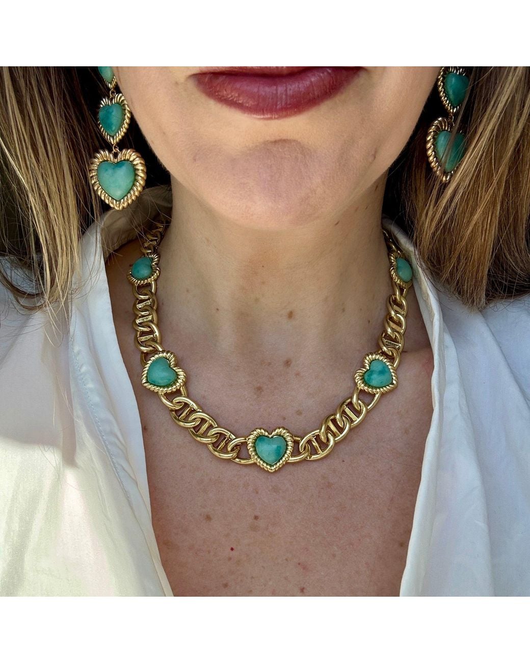 Laura Gray Metallic Sloan Heart Necklace/ Light