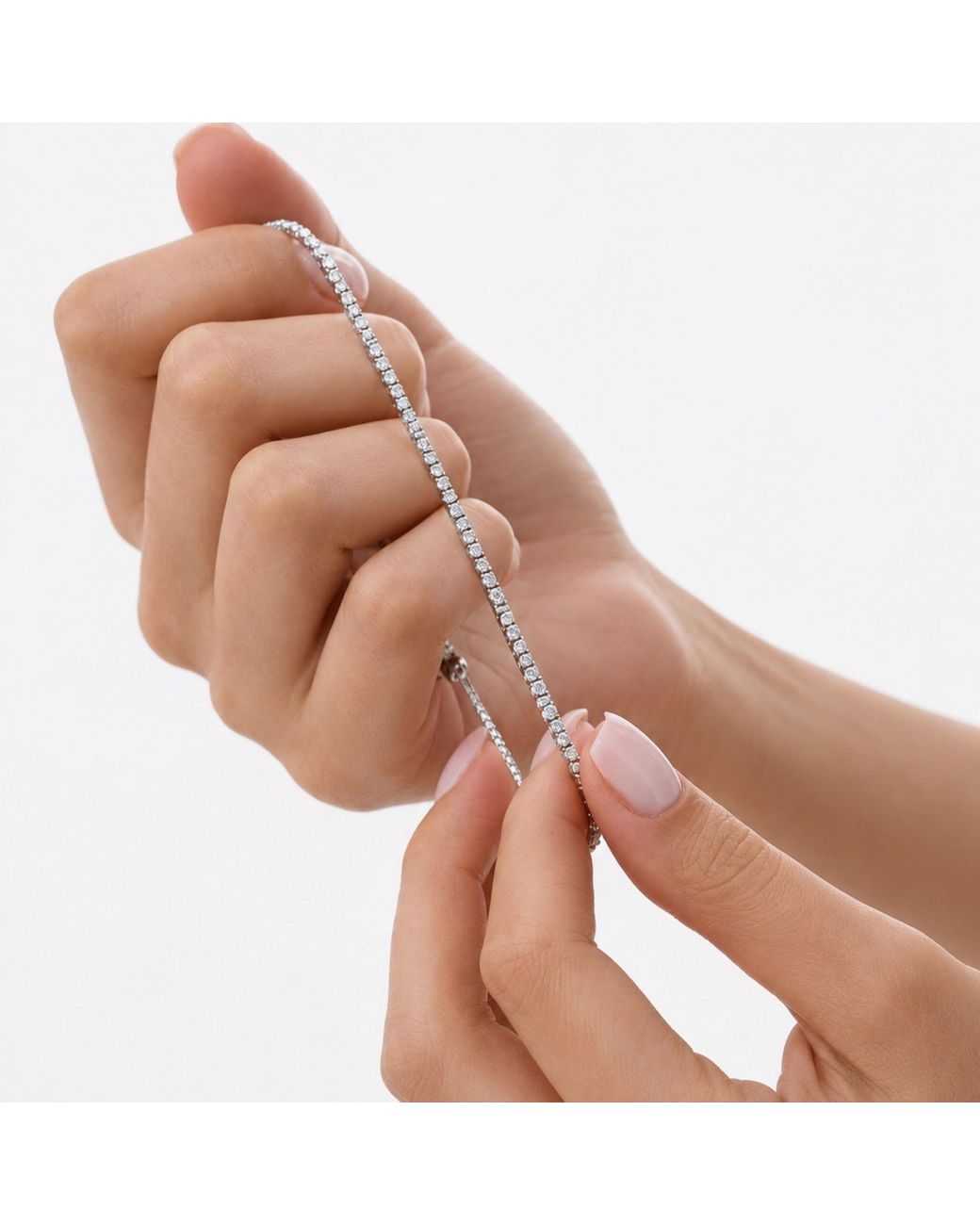 Spero London Metallic Sterling Fine Tennis Bracelet Adjustable Sliding Claps
