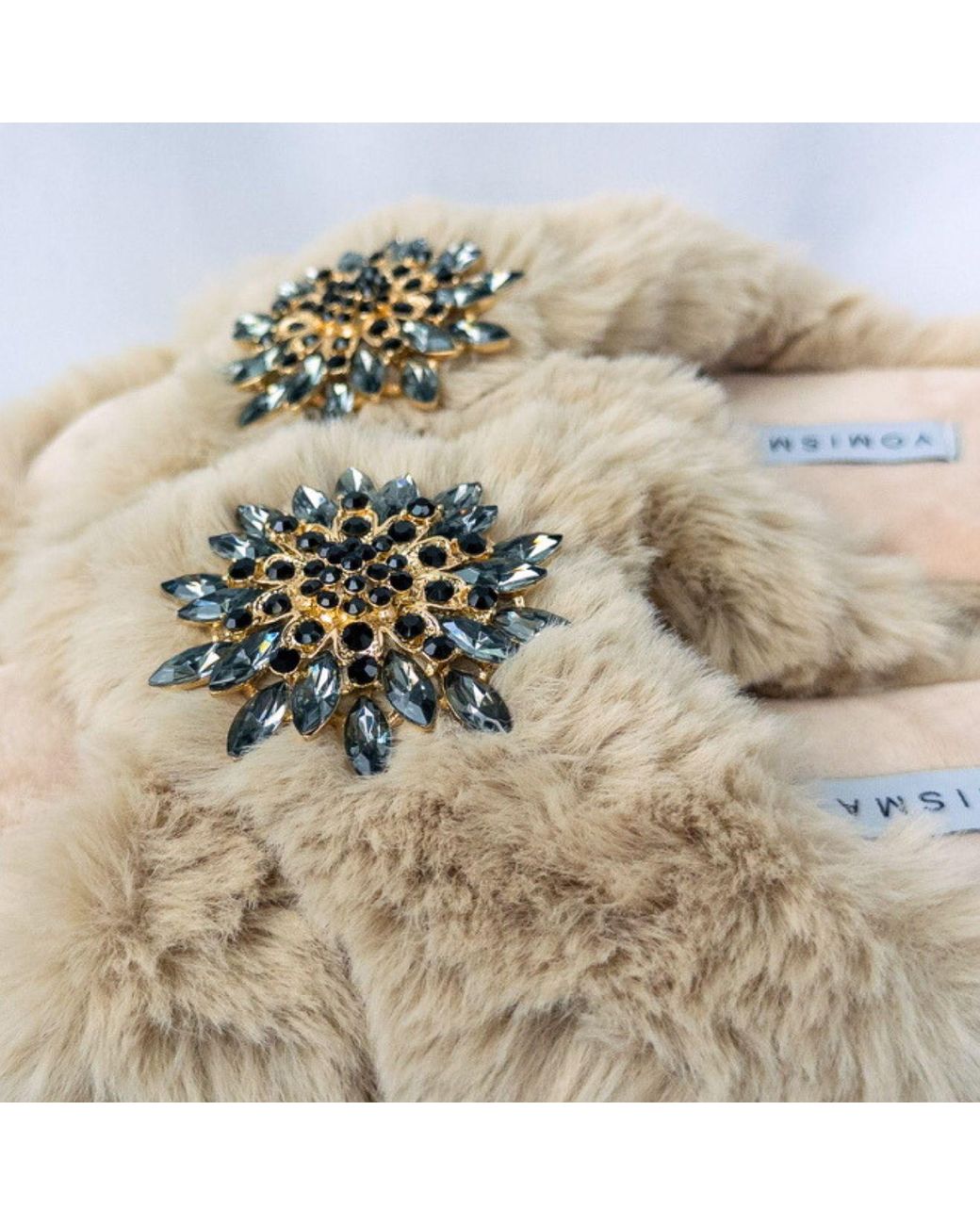 Yomisma Natural Neutrals Faux Fur Slippers