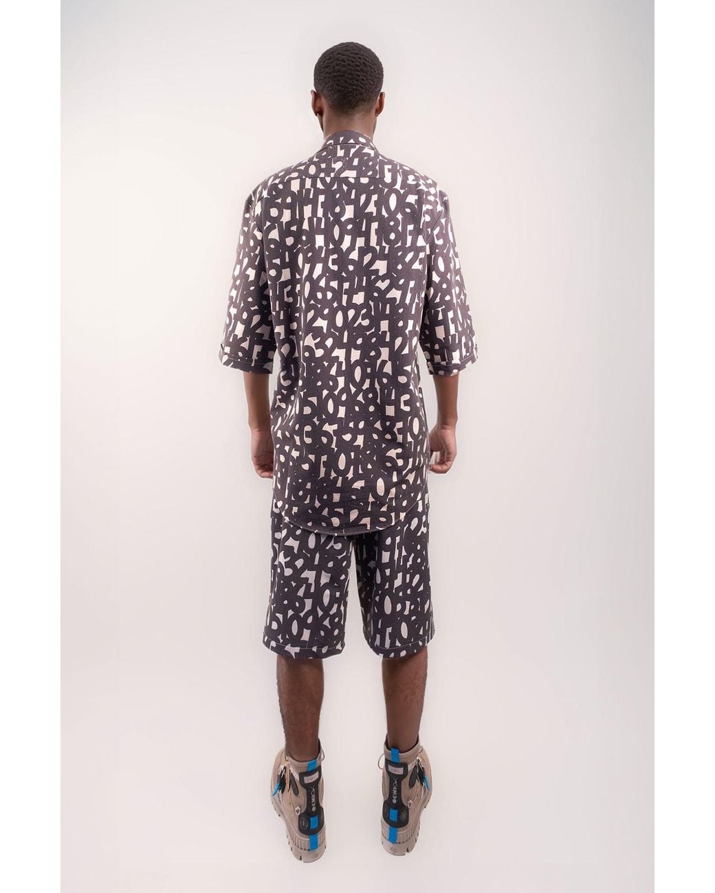 mysimplicated Black Short Sleeve Shirt And Bermuda Set for men