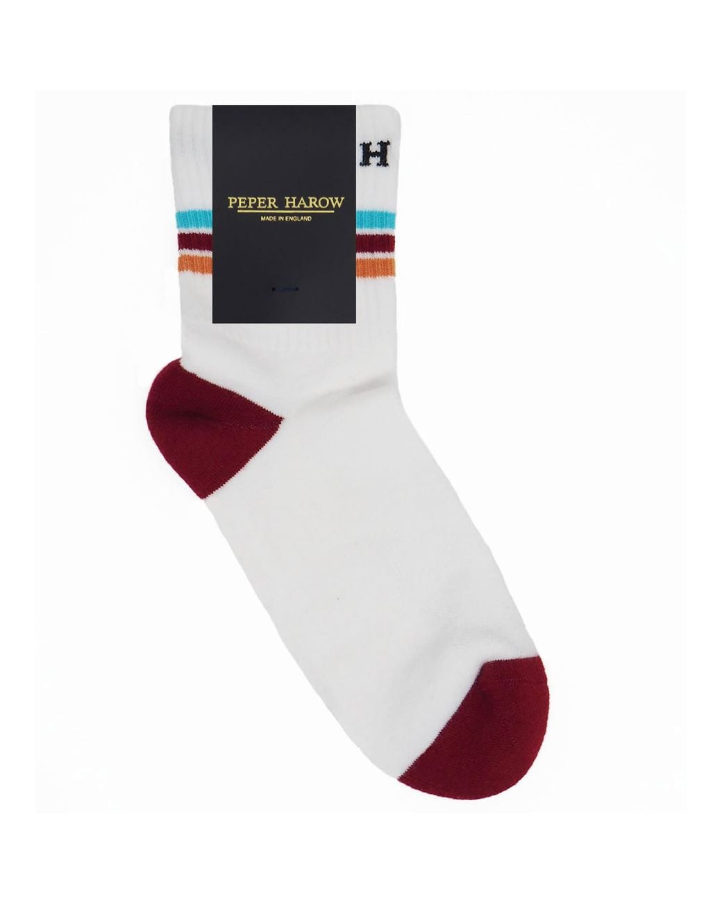 Peper Harow - Made in England White Quarter Crew Organic Sport Socks –