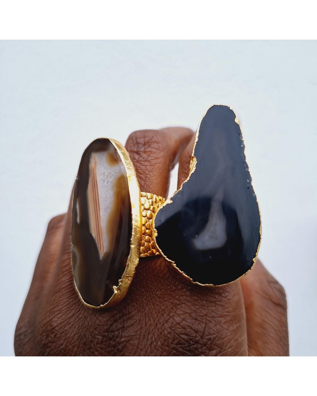 YAA YAA LONDON Black Ultra Mega Gemstone Statement Ring