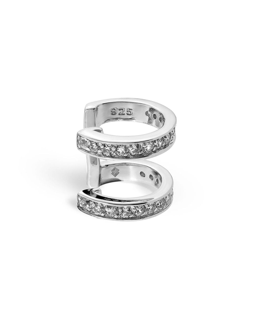 SALLY SKOUFIS White Edge Duo Ear Cuff With Made Cz Diamond Stimulant