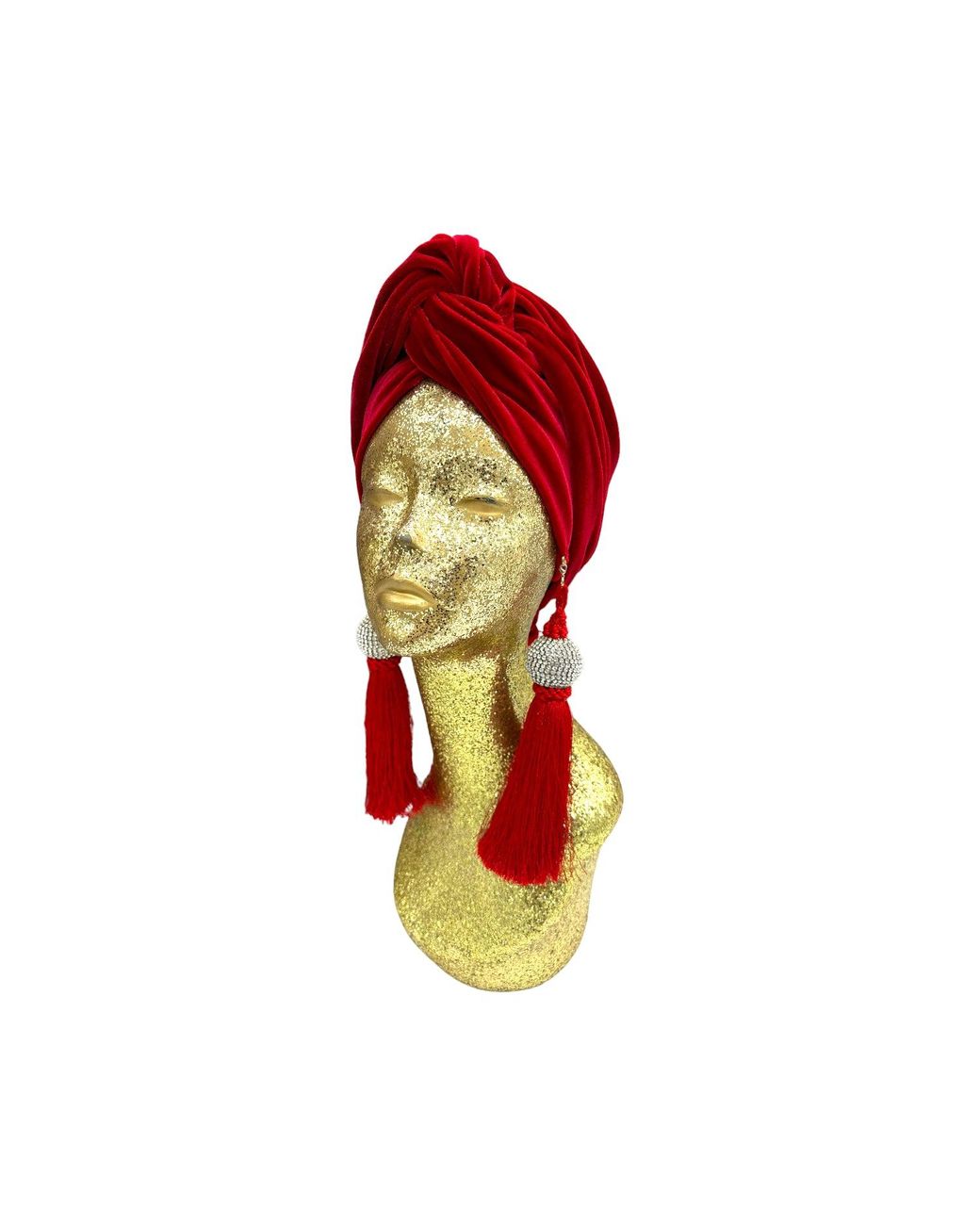 Julia Clancey Red Ruby Disco Ball Turban
