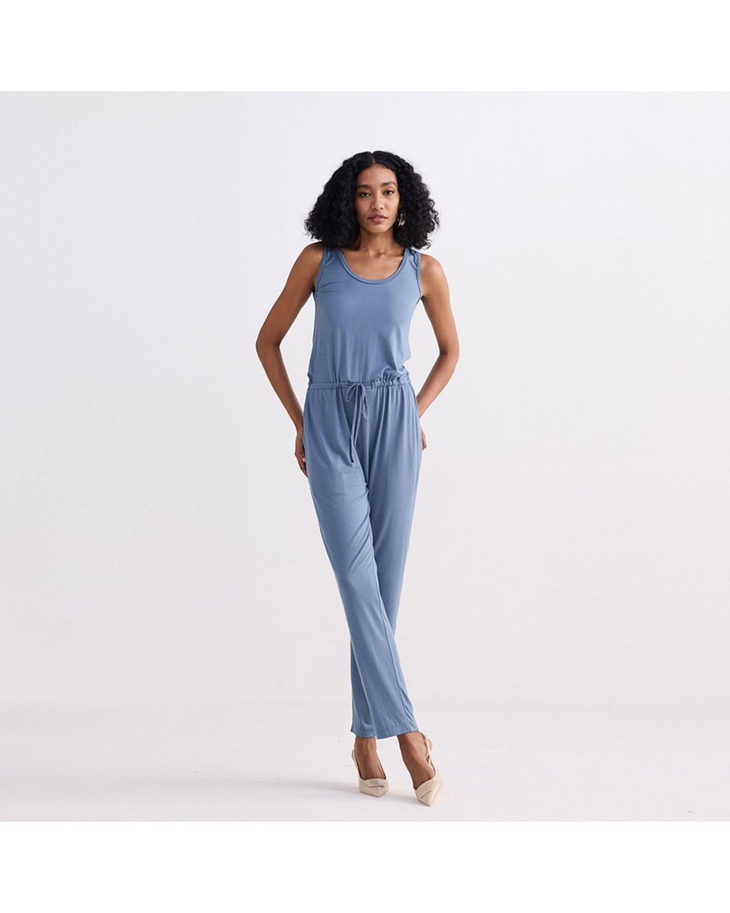 REISTOR Blue Relaxed Drawstring Jumpsuit