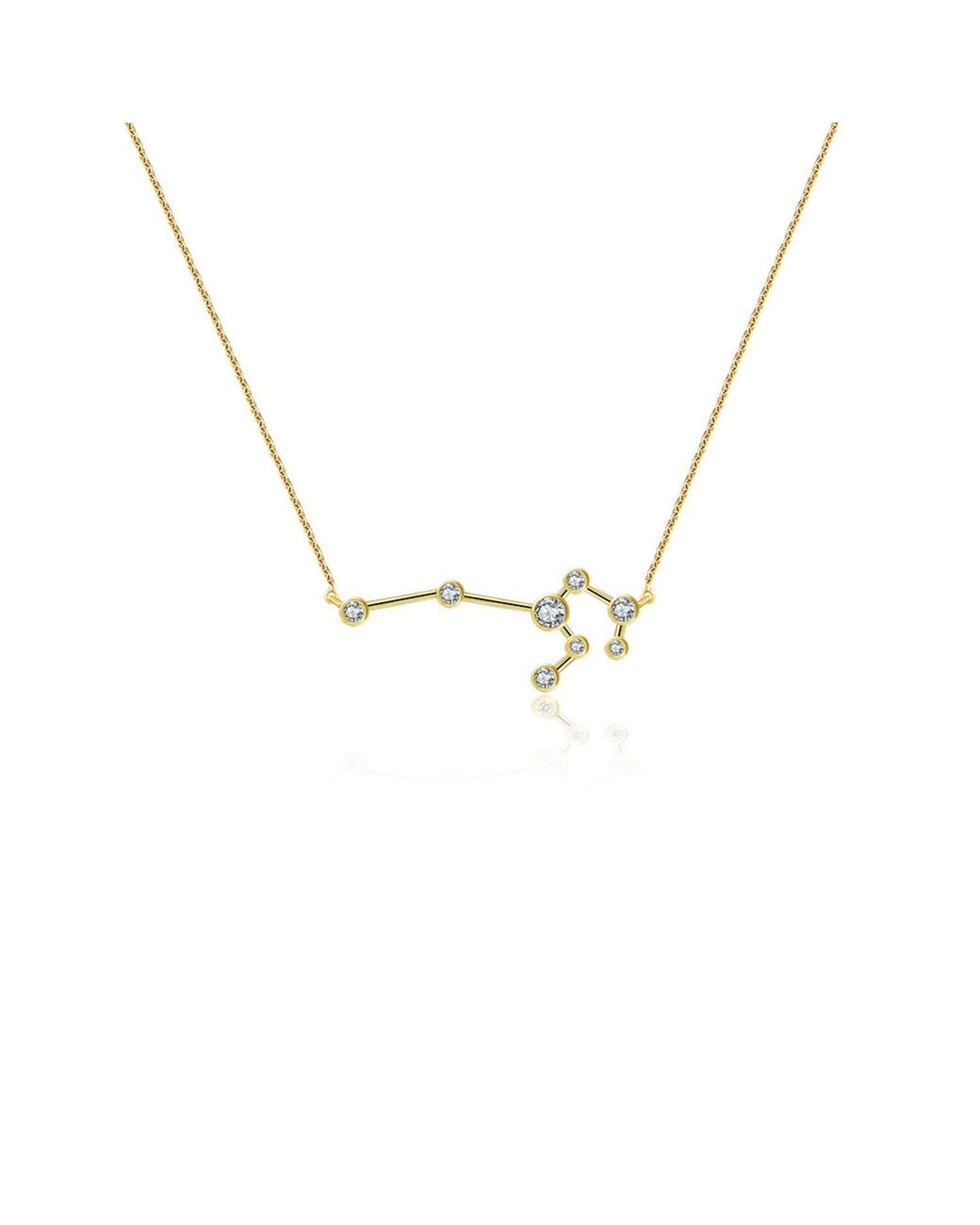 Genevieve Collection Metallic Leo Zodiac Constellation Necklace 18K & Diamond