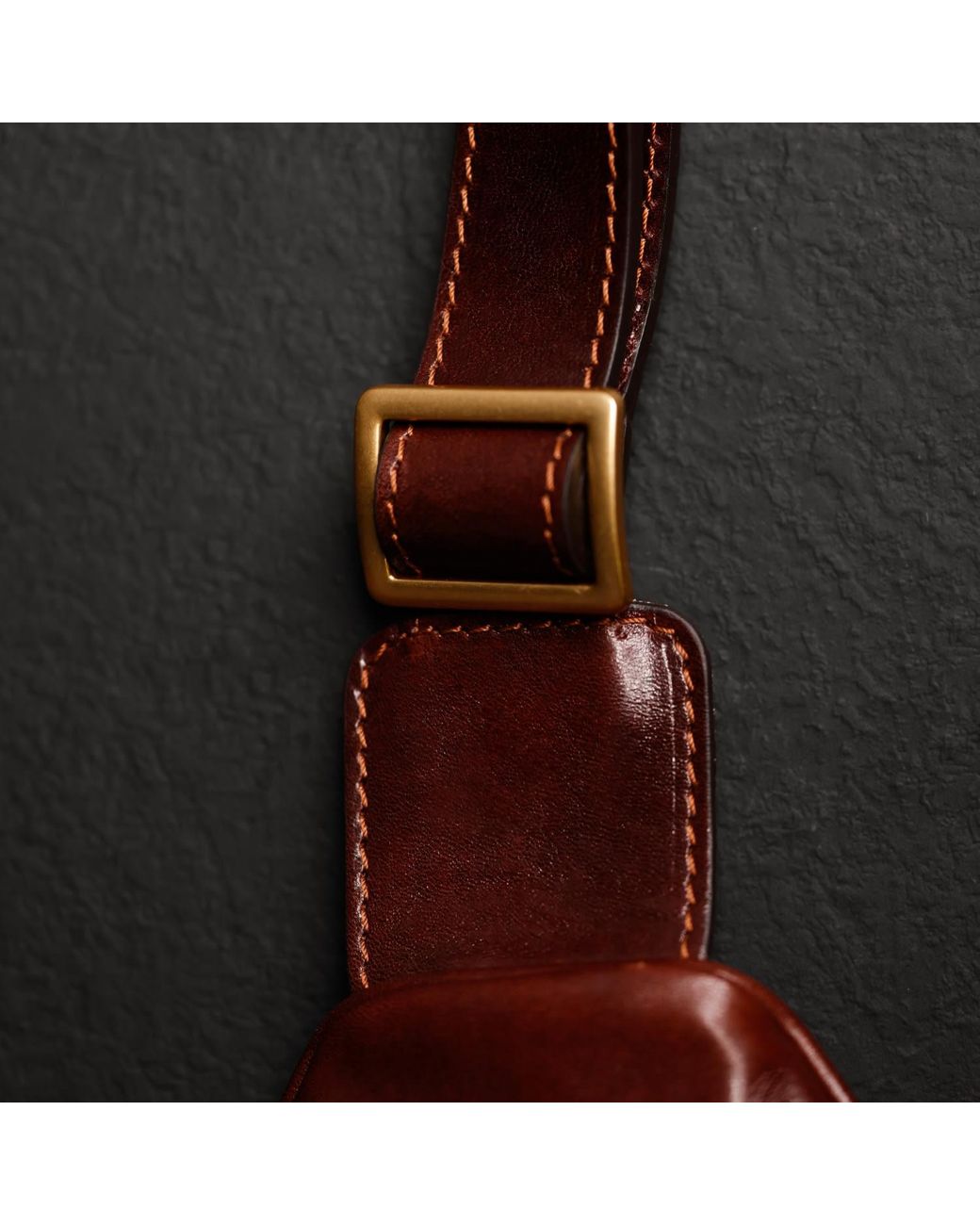 Time Resistance Brown Leather Sling Bag for men