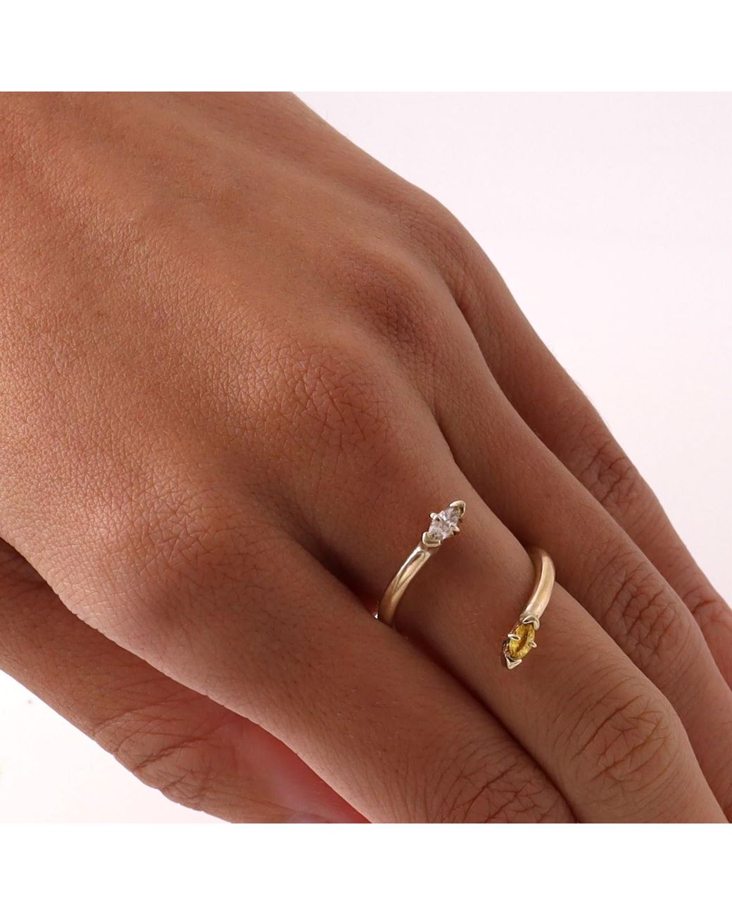 Gabriella Alicia Metallic And Sapphire Toi Et Moi Wrap Ring