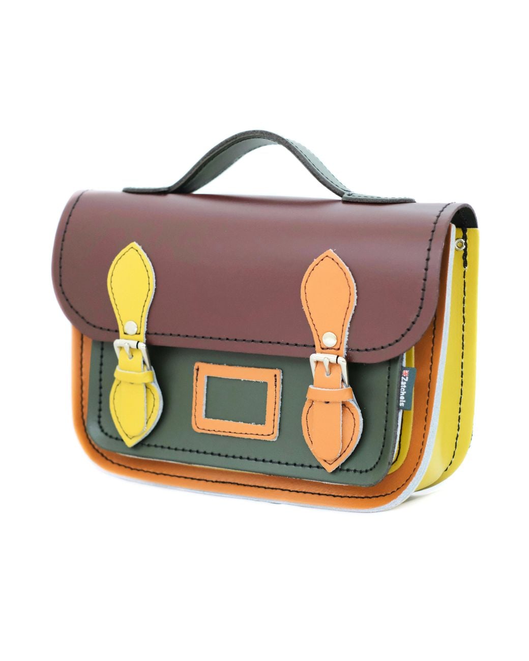 Zatchels Black Leather Midi Crossbody Satchel