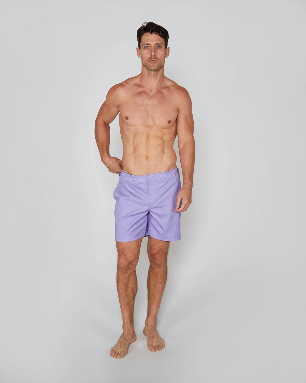 Lords of Harlech Purple Neptune Oxford Tailored Swim Short for men