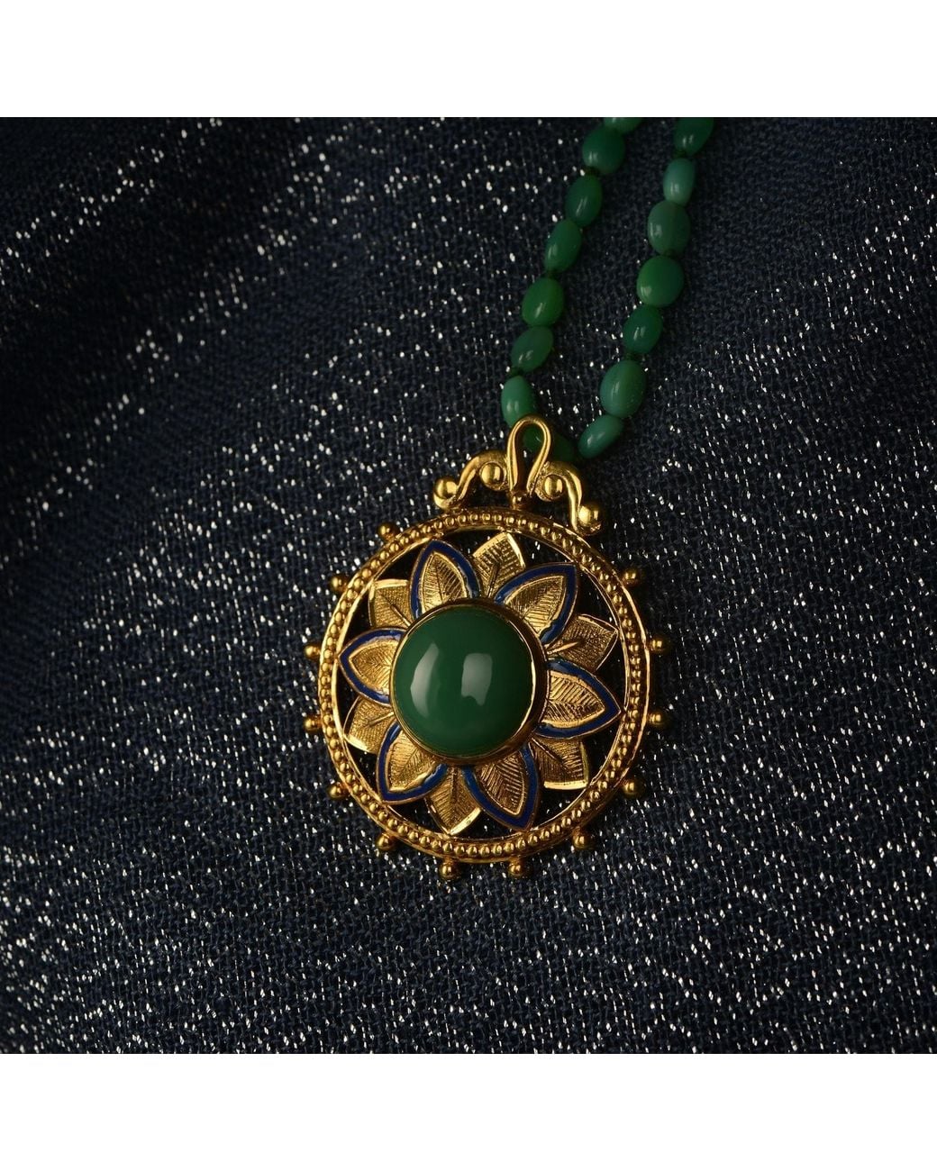 Emma Chapman Jewels Metallic Bali Chrysoprase Statement Pendant