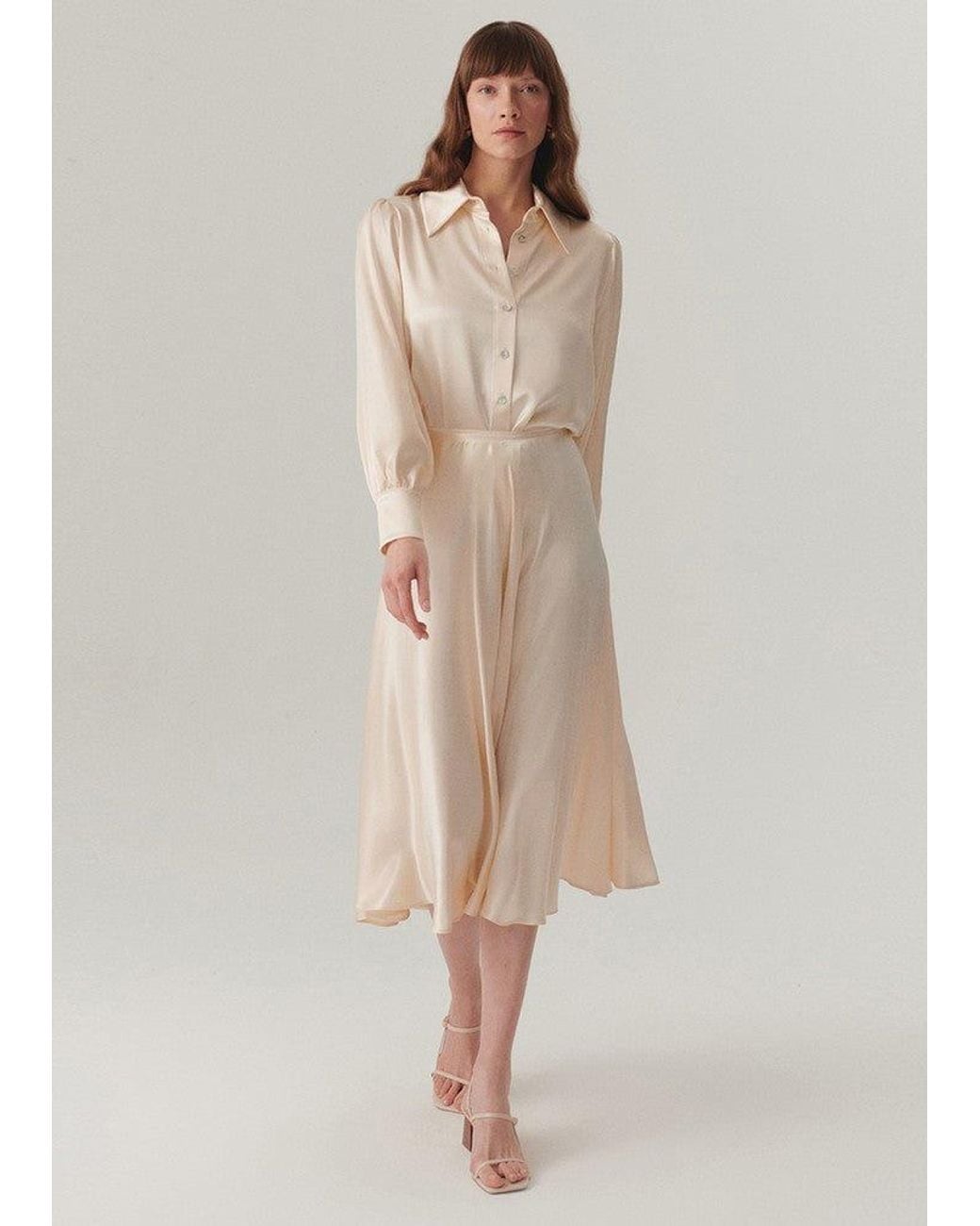 Exquise Natural Neutrals Regular Fit Satin Shirt