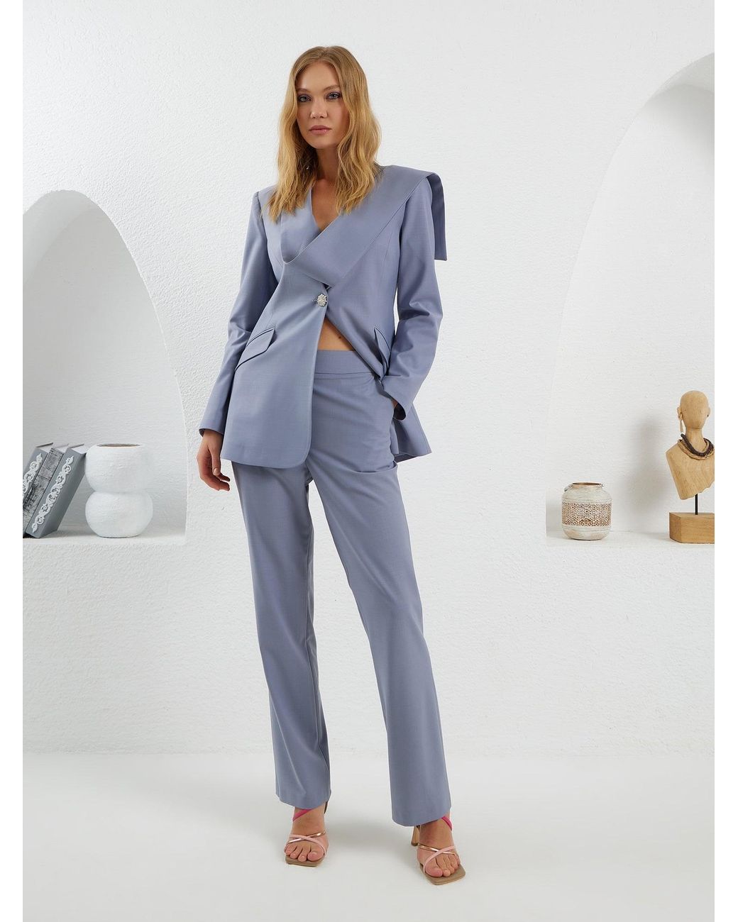 Lumina Eligma Blue Shawl Suit Blazer