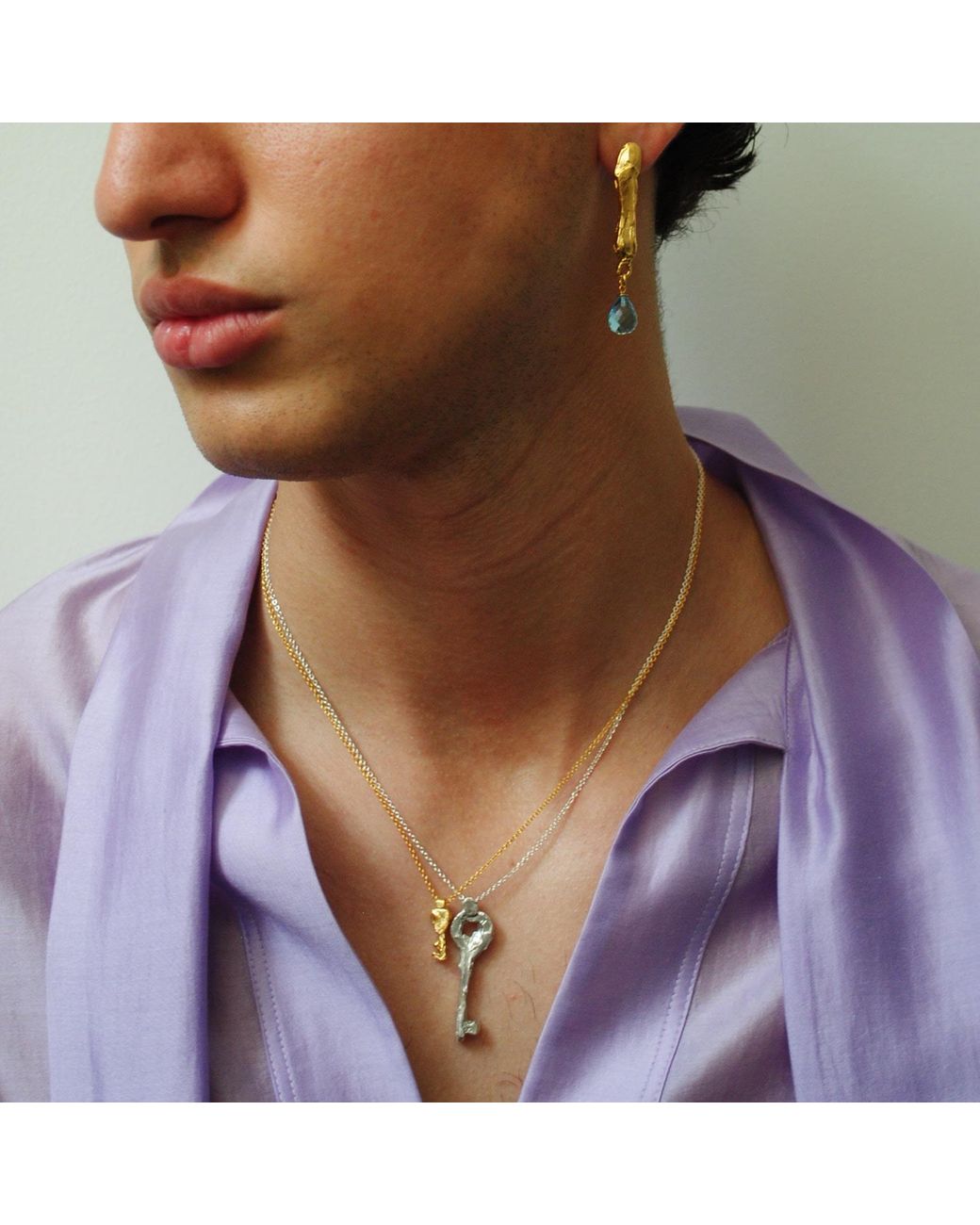 De Roms Metallic The Unfolding Molten Large Key Necklace