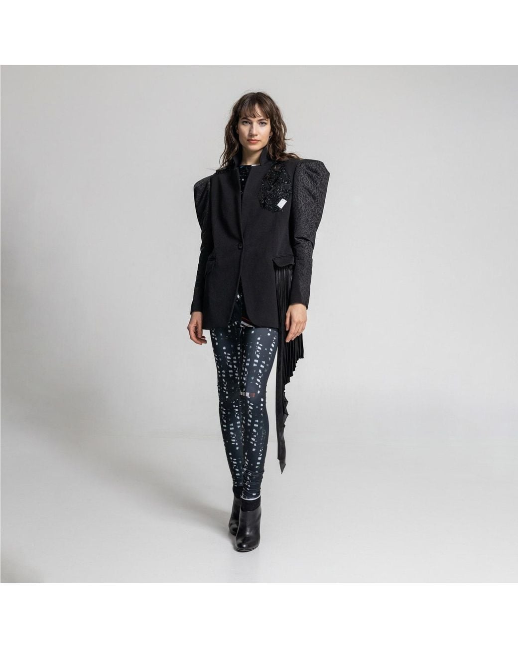 ARTISTA Black Sissy Embellished Puffy Sleeve Jacket