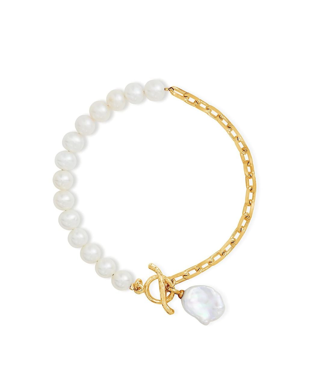 Dower & Hall Metallic Keshi Luna Pearl Chain Bracelet