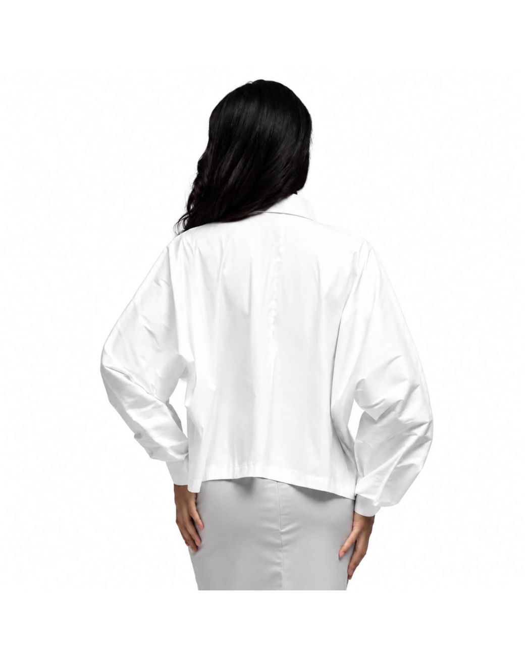 Elamins White Oversize Sleeve Collar Top