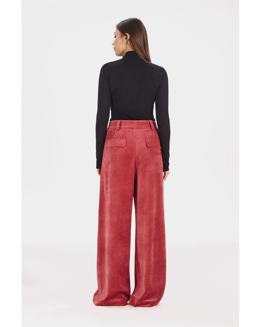 Komodo Red Sofia Organic Cotton Velvet Trousers