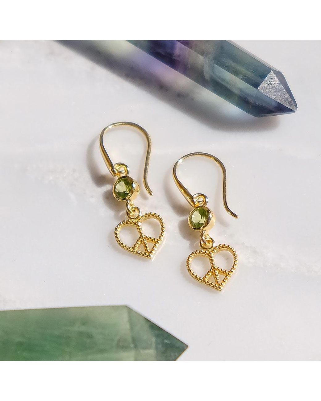 Charlotte's Web Jewellery Metallic Peace Heart Vermeil Drop Earrings
