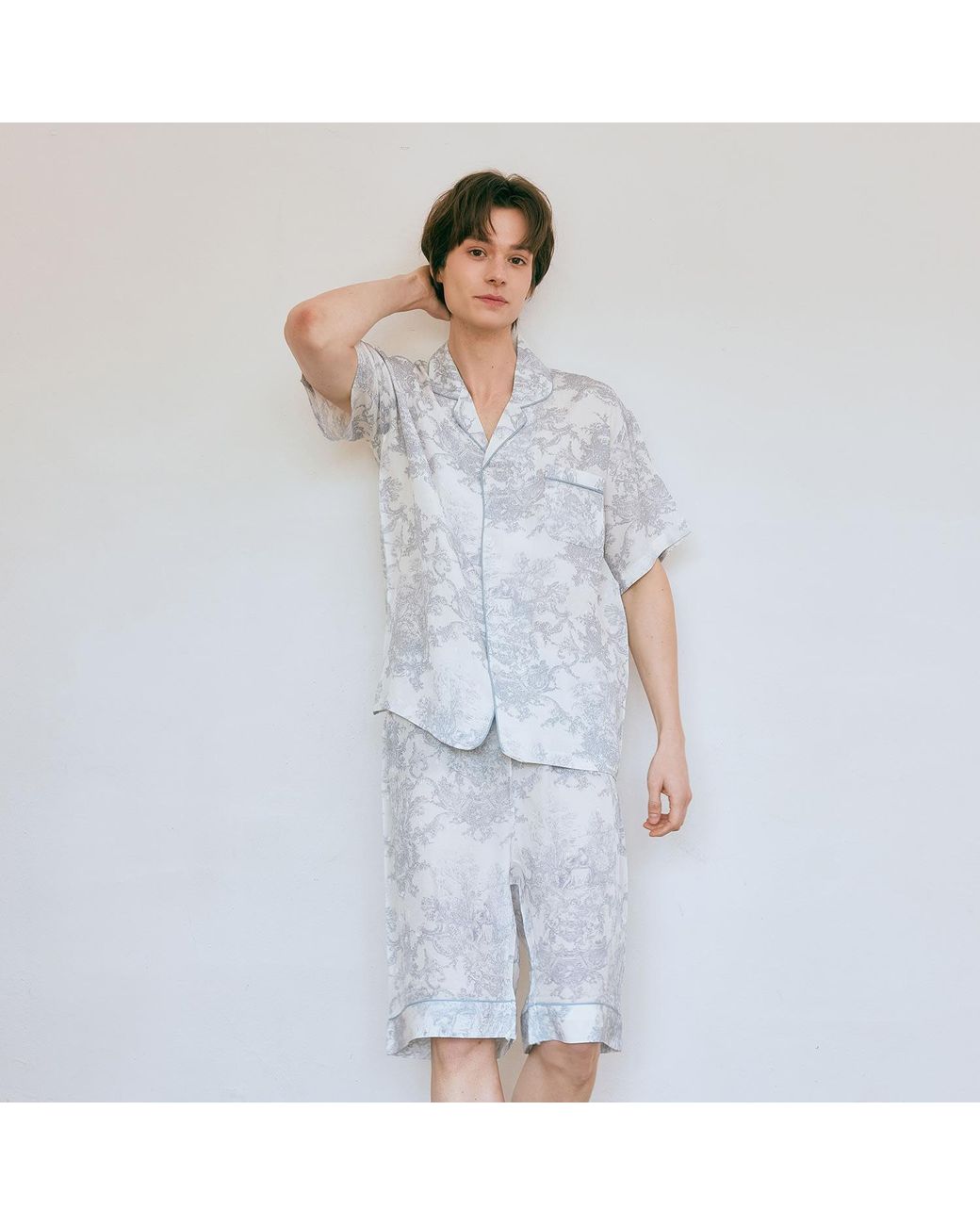 Luna Luz White French Toile Bamboo Rayon Pyjama Set –