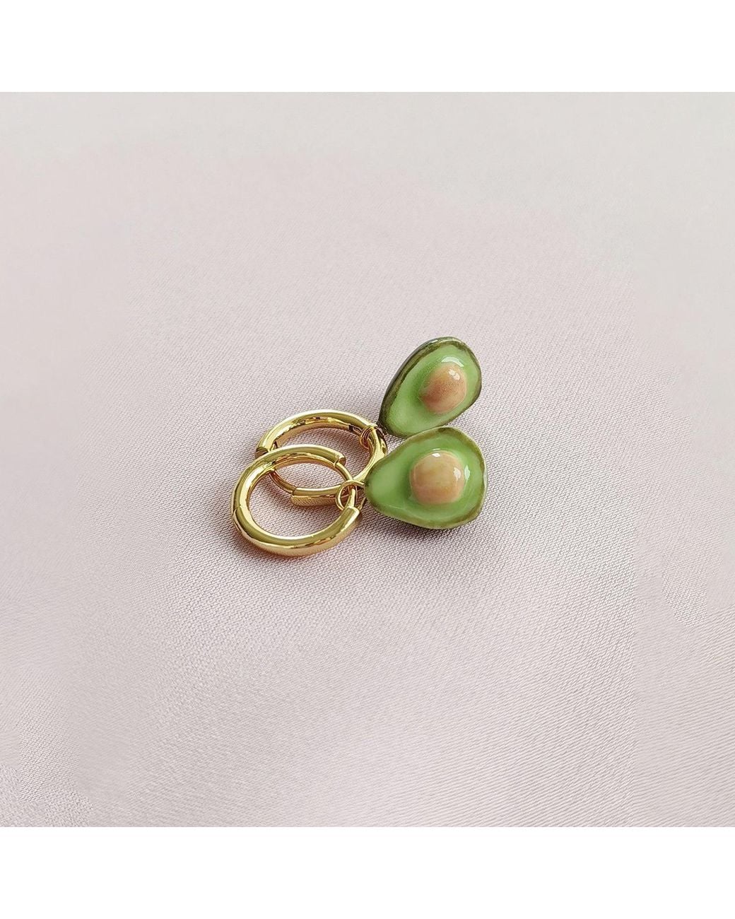POPORCELAIN Green Mini Porcelain Avocado Earrings