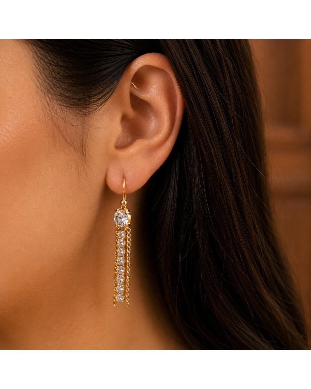 Caramel Vintage Jewellery Metallic Crystal Tassel Earrings