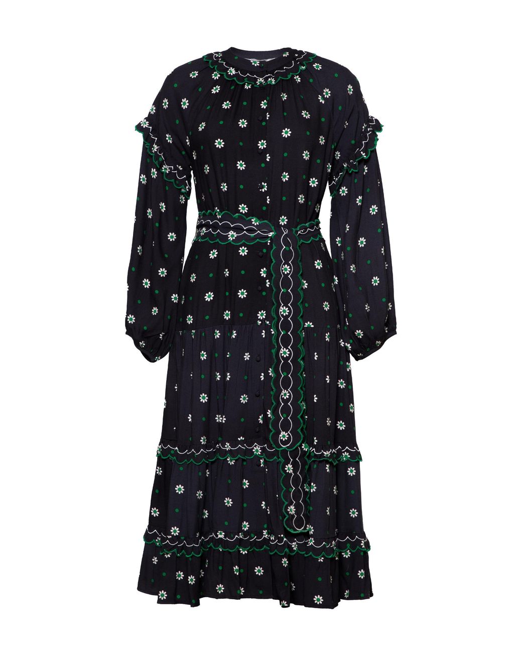 Rose & Nancy Black Joyce Daisy Polka Dot Midi Shirt Dress