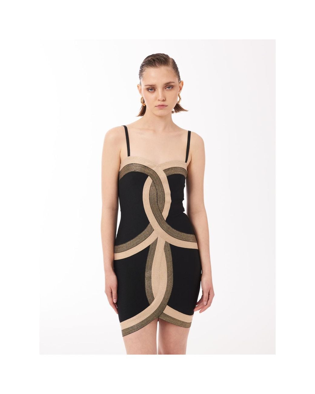 Sour Figs Black Contrast Panel Bandage Mini Dress