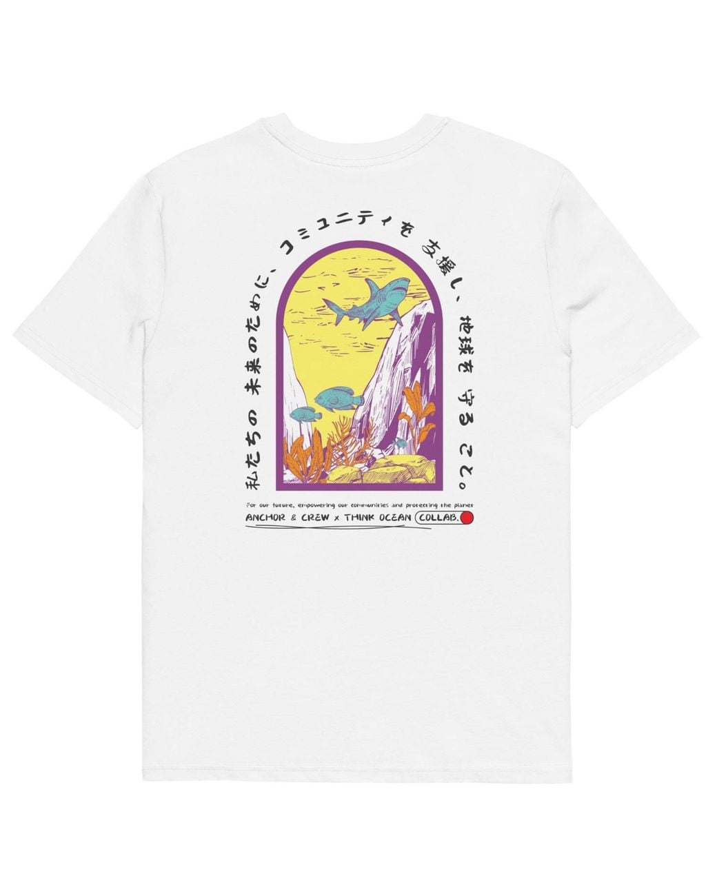 Anchor and Crew White Think Ocean Seven Japan Gurafiku Organic Cotton T-Shirt
