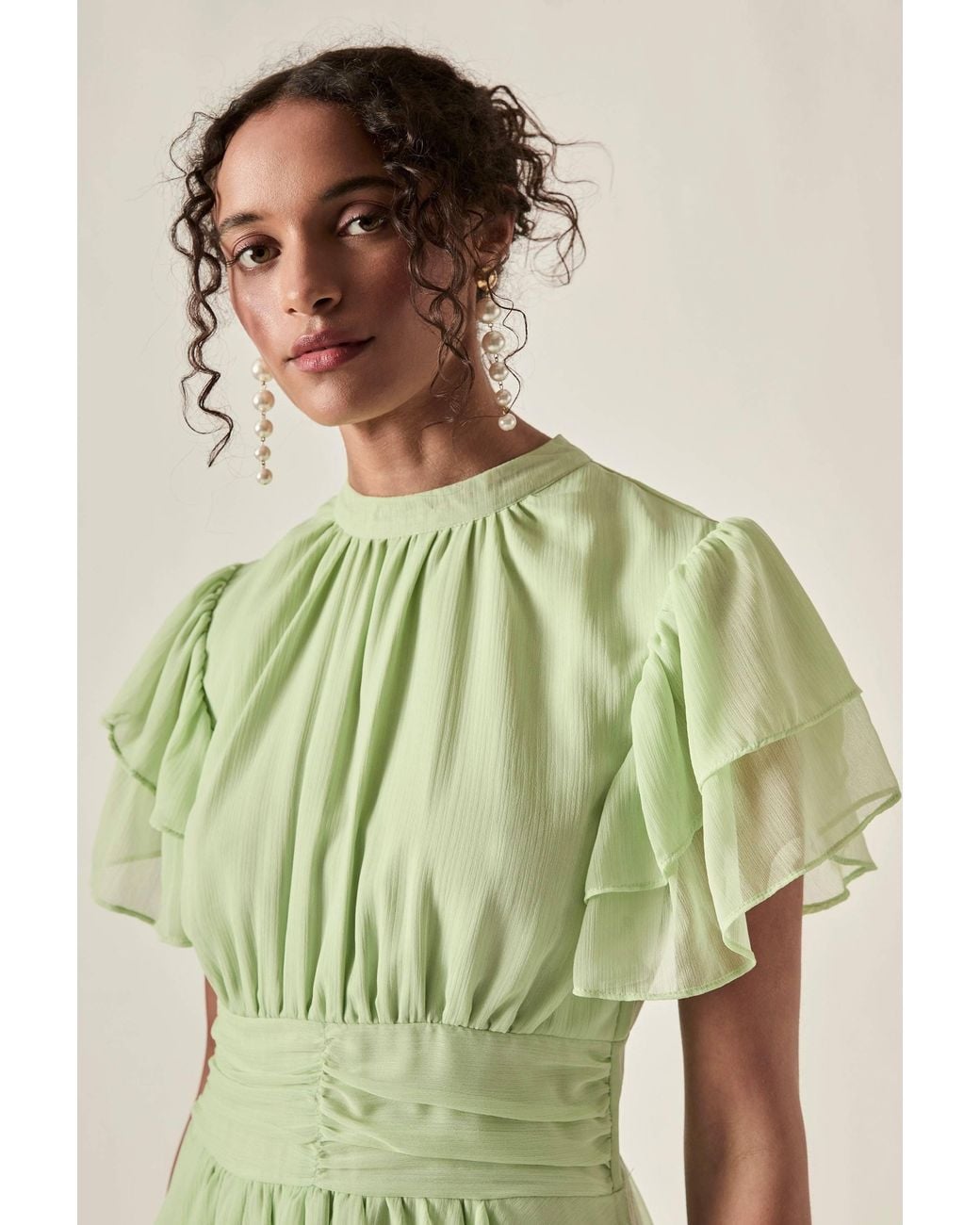 James Lakeland Green Tiered Ruffle Maxi Dress – Sage