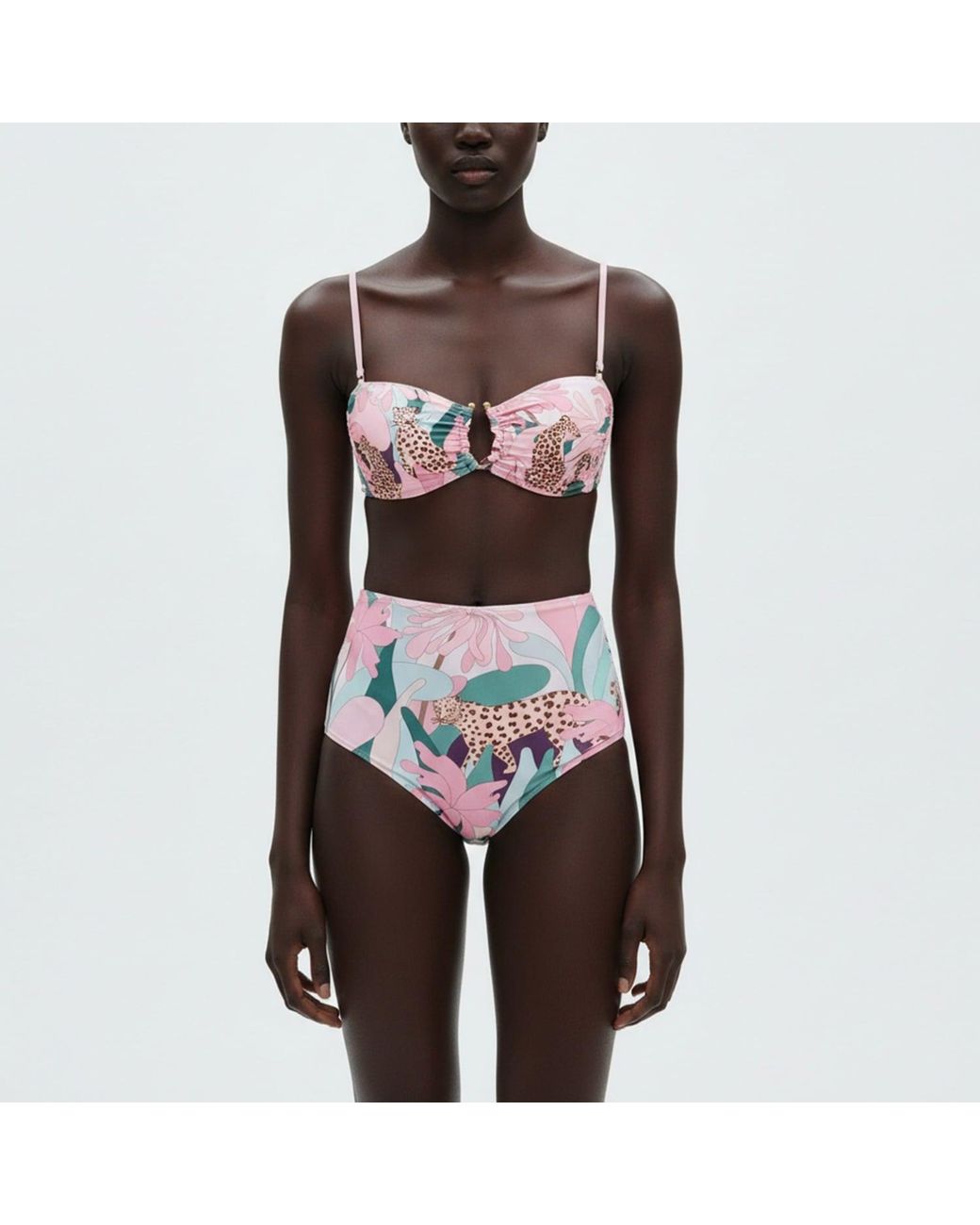 Jessie Zhao New York Red Jungle Rose Reversible Bikini Bottom