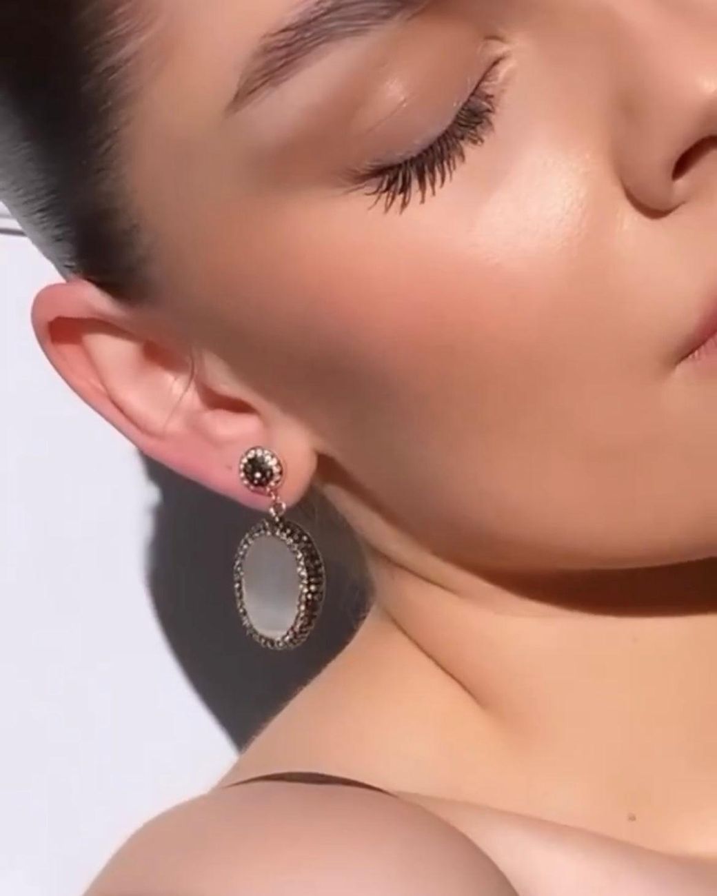 Crystals and Co Metallic Cabochon Single Drop Earrings