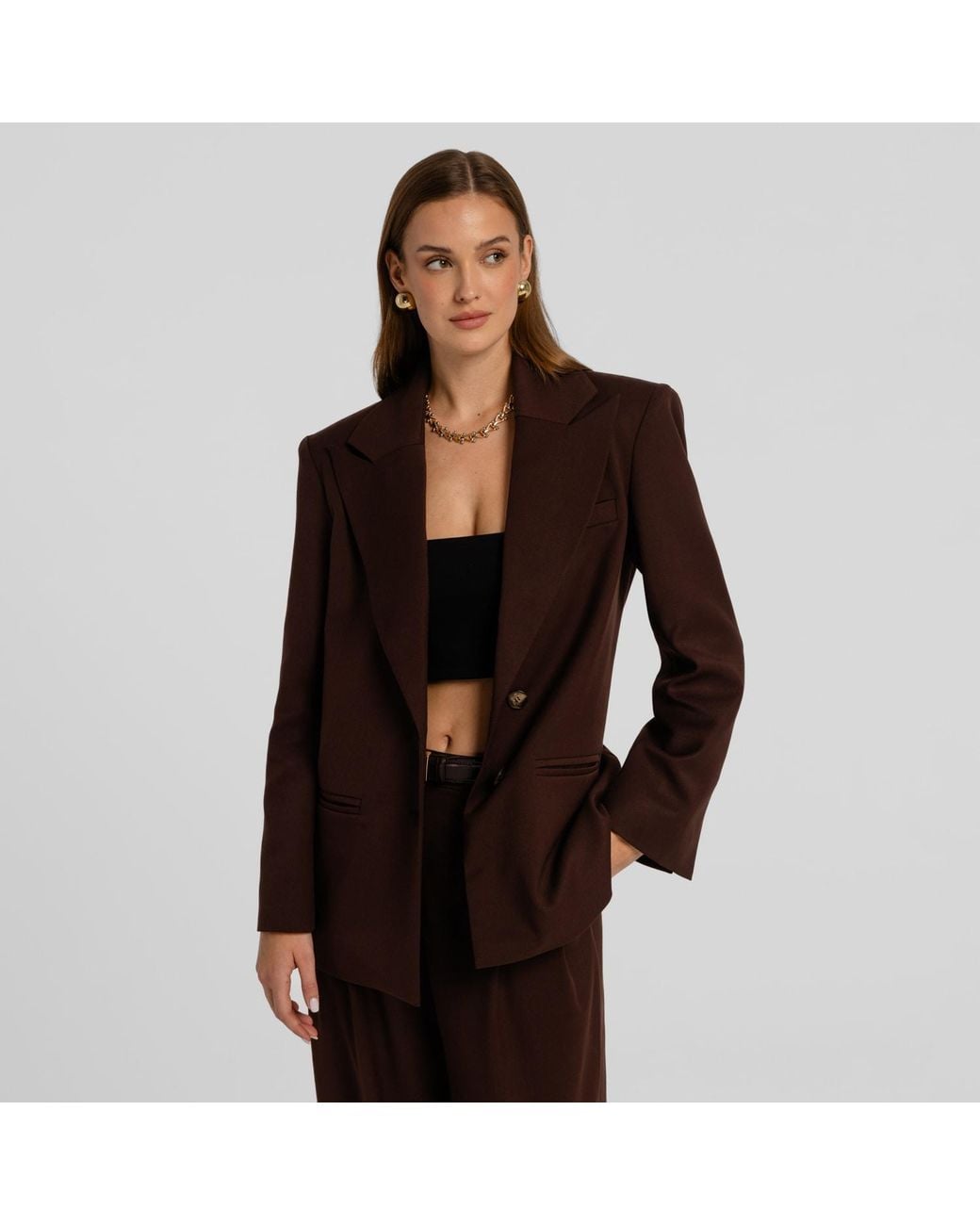 Mandragora Brown Oversized Blazer Estra