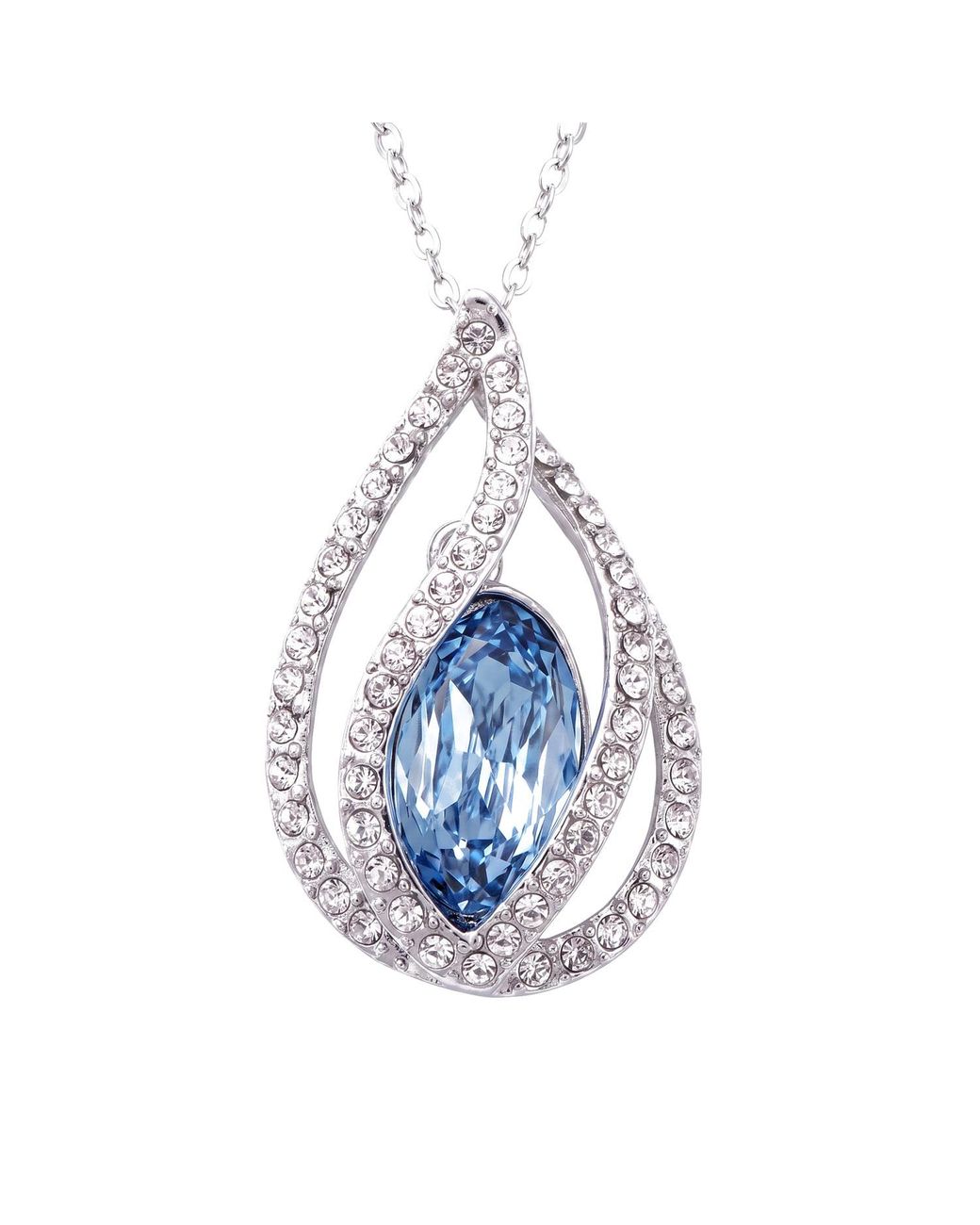 Modenaire Blue Crystal Orb Cage Pendant Necklace