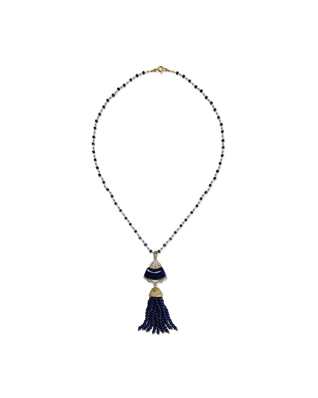 Bellus Domina Blue Sterling Lapis Lazuli Tassel Necklace