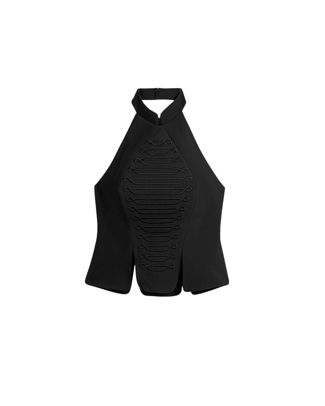 Nocturne Black Halter Neck Structured Top