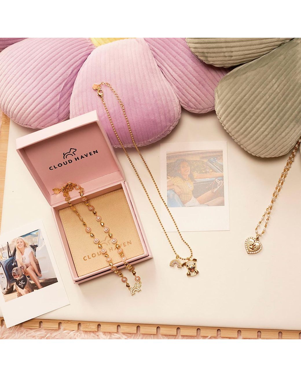 Cloud Haven Metallic Faux Pearl Heart Pendant Necklace