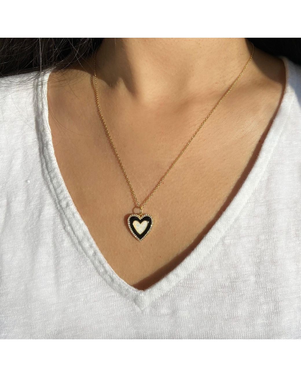 KAMARIA Metallic Two Tone Heart Necklace