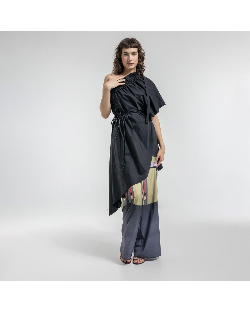 ARTISTA Black Nori One Shoulder Midi Top