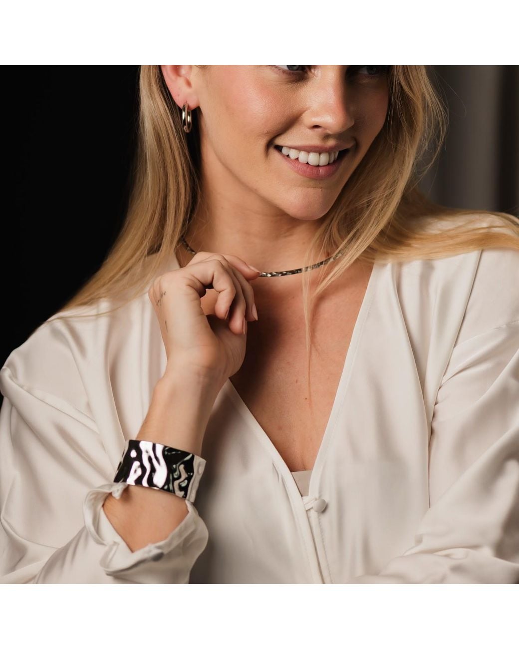 Divine Aria White Statement Bangle Cuff