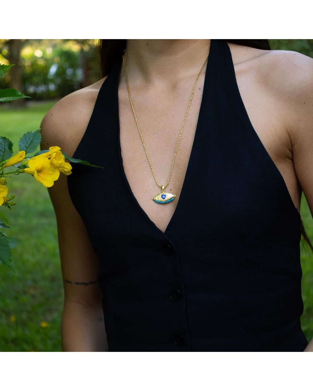 Ebru Jewelry Metallic Spiritual Aura Evil Eye Necklace