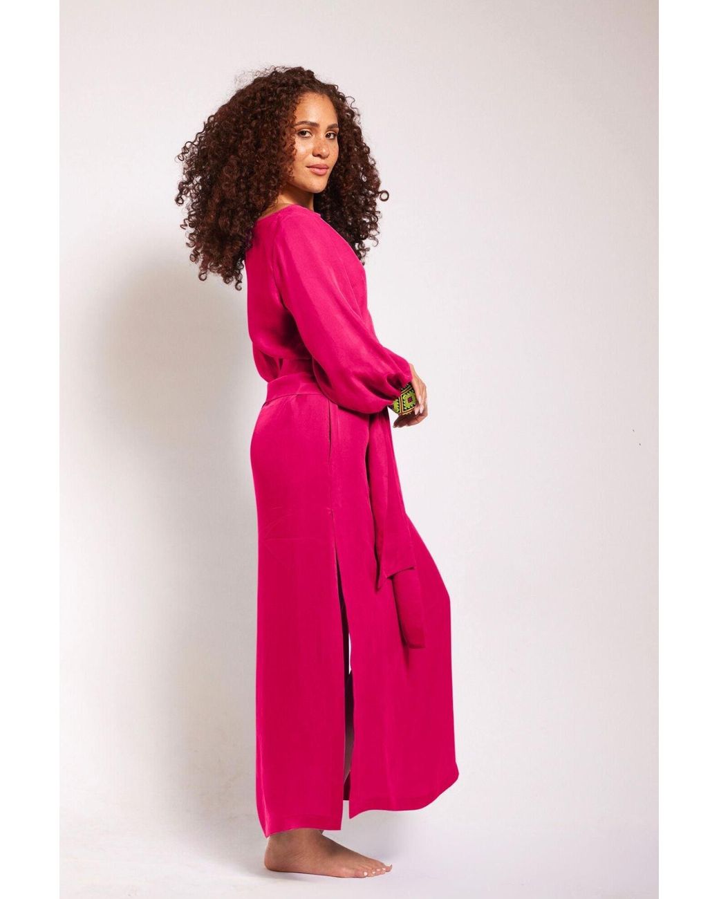 Yomisma Pink Viva Chiapas Embroidered Kaftan — Artisanal Handcrafted Resort Dress With, & Embroidery