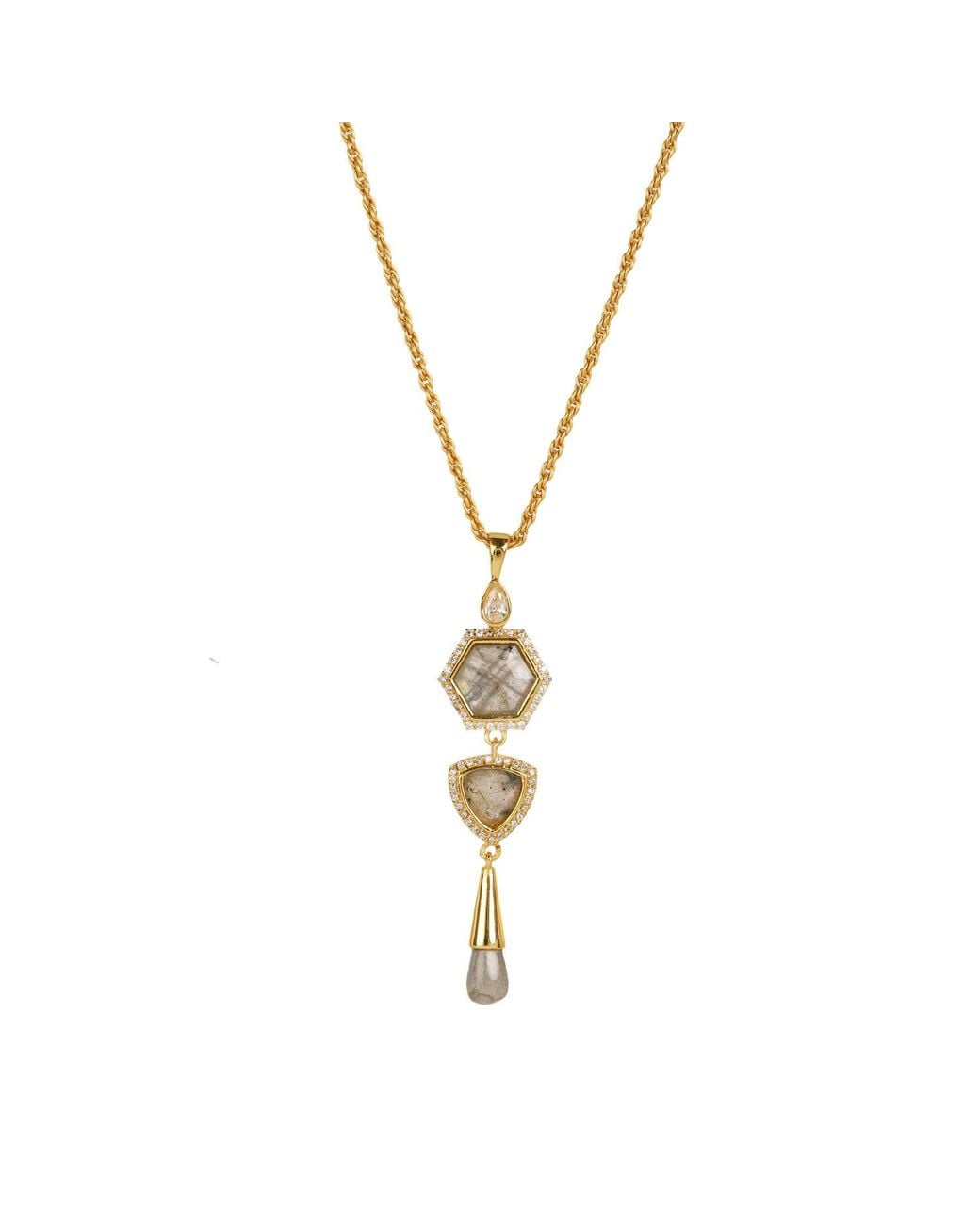 Lila Rasa Metallic Labradorite & Cubic Zirconia Necklace