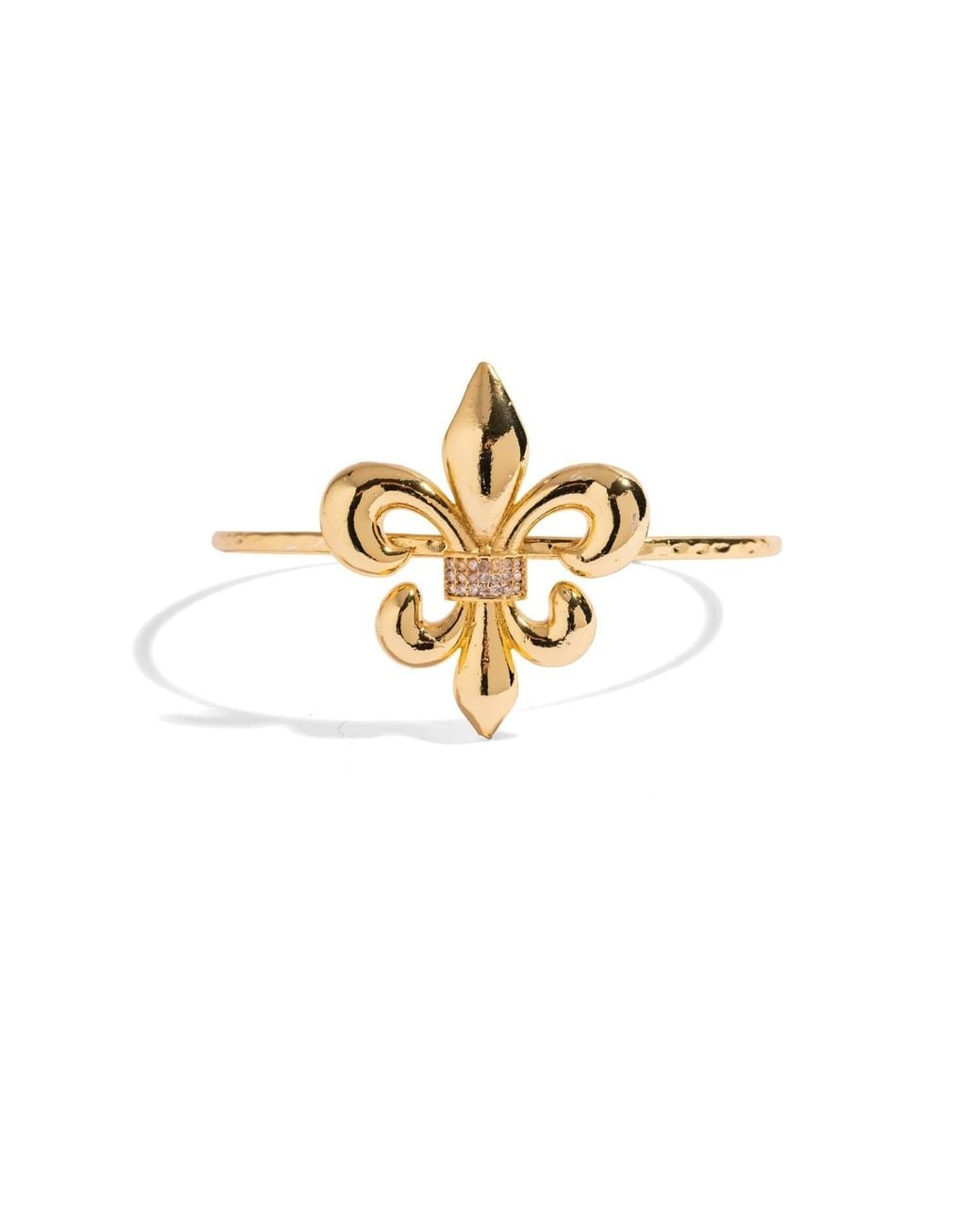 Ebru Jewelry Metallic Royal Fleur De Lis Crystal Cuff Bracelet