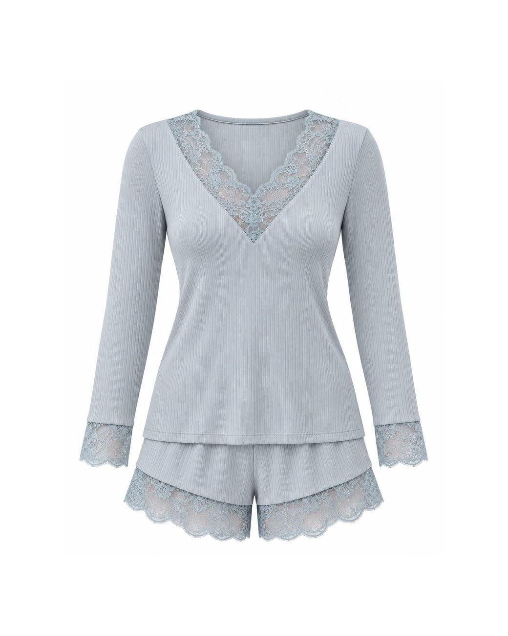 Oh!Zuza Blue Santal Lace Trim Pyjama Short Set – Mint
