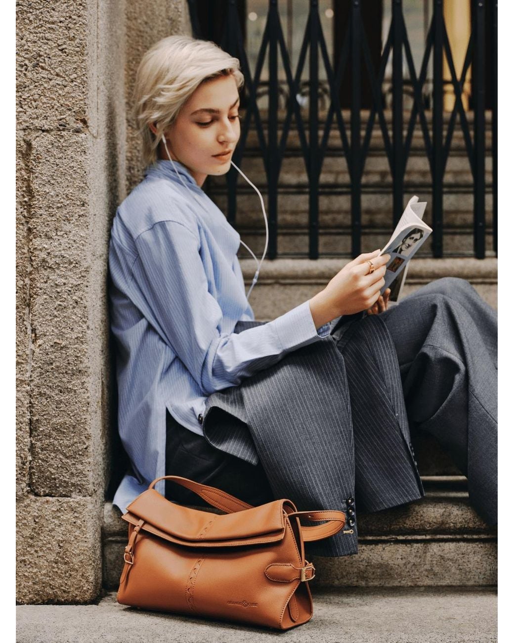 Orange Cube Brown Fantina Folded Hobo Bag