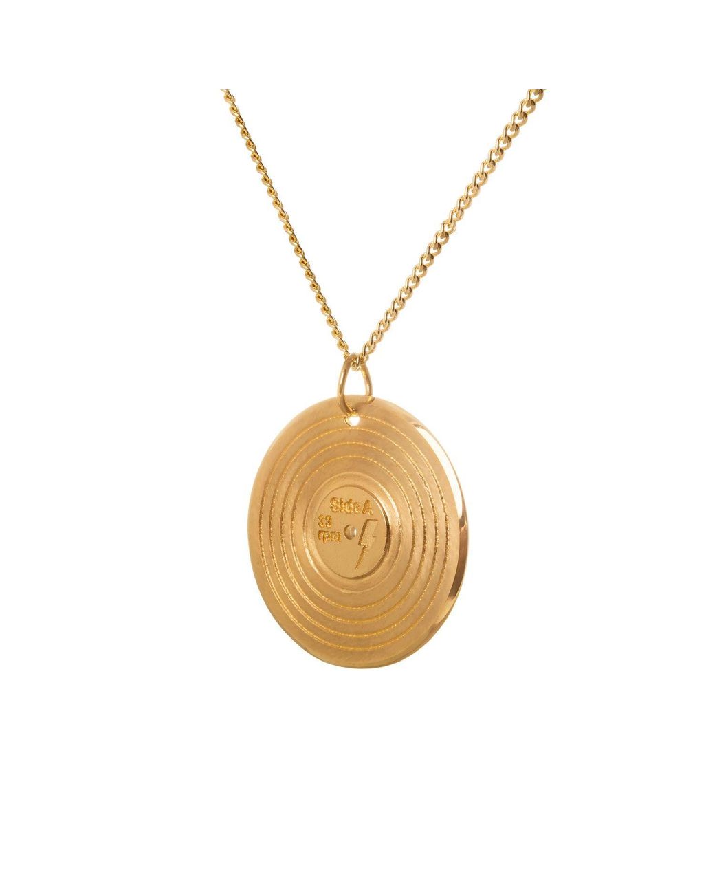 Edge Only Metallic Vinyl Pendant 18Ct Vermeil for men