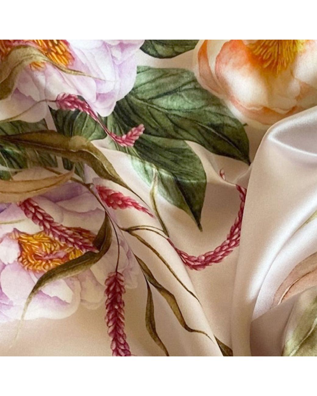 Ralufineart Pink Silk Scarf Peonies Symphony
