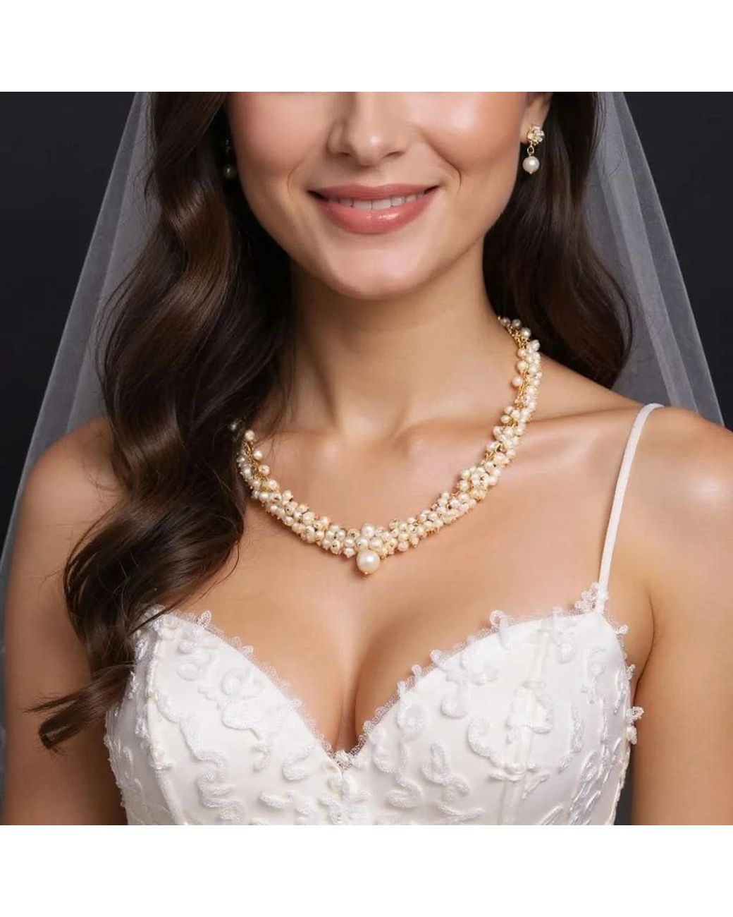 Angel Barocco Metallic Irresistible Multi Ivory Pearl Necklace