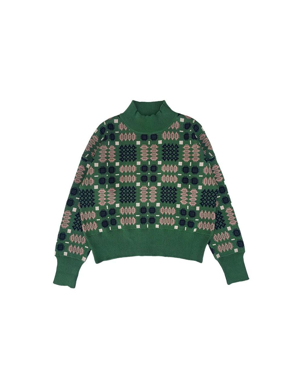 Mabli Green Carthen Neat Cotton Pullover